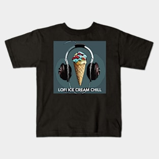 Lofi Ice Cream Chill logo (gray background) Kids T-Shirt